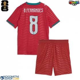 Otroški Nogometni dresi Portugalska Bruno Fernandes #8 Domači SP 2026 Kratek Rokav (+ Kratke hlače)